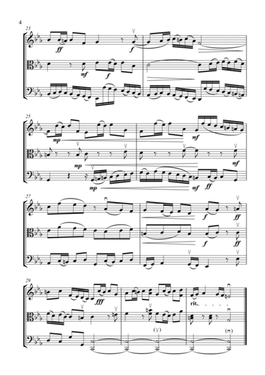 Fugue in C minor (BWV 847) from Well Tempered Clavier Book 1 - by JS Bach - arranged for String Trio String Trio scores gallery preview page 4