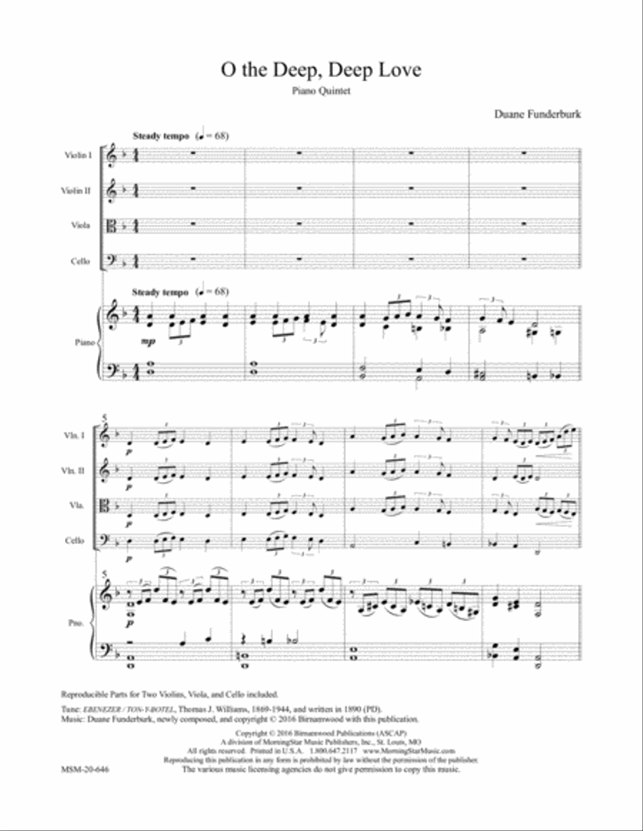 O the Deep, Deep Love Cello scores gallery preview page 1