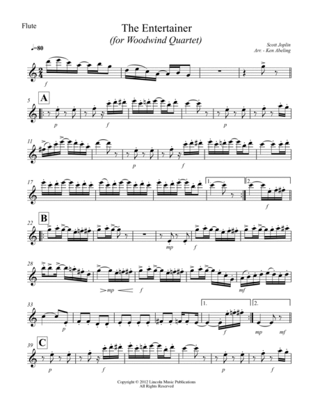 Joplin - “The Entertainer” (for Woodwind Quartet) image number null