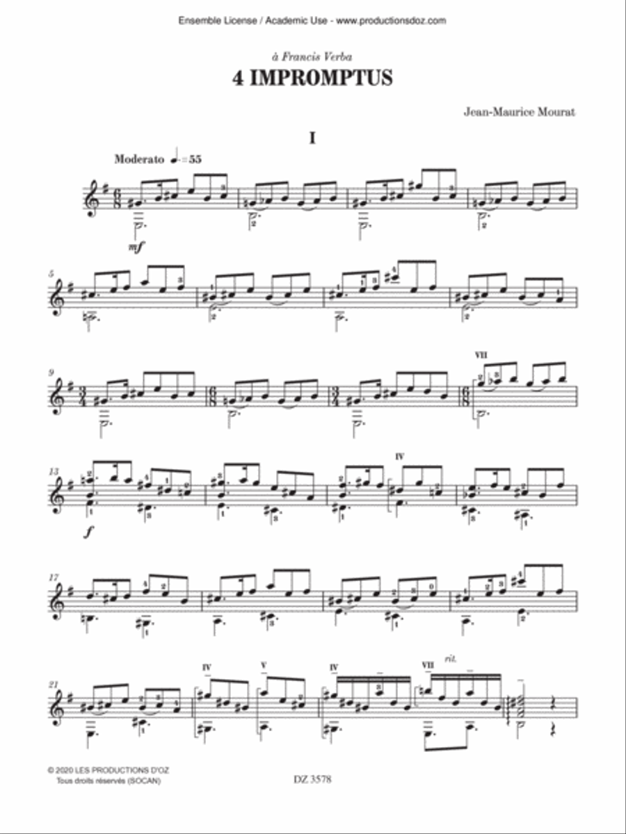4 Impromptus Classical Guitar scores gallery preview page 2