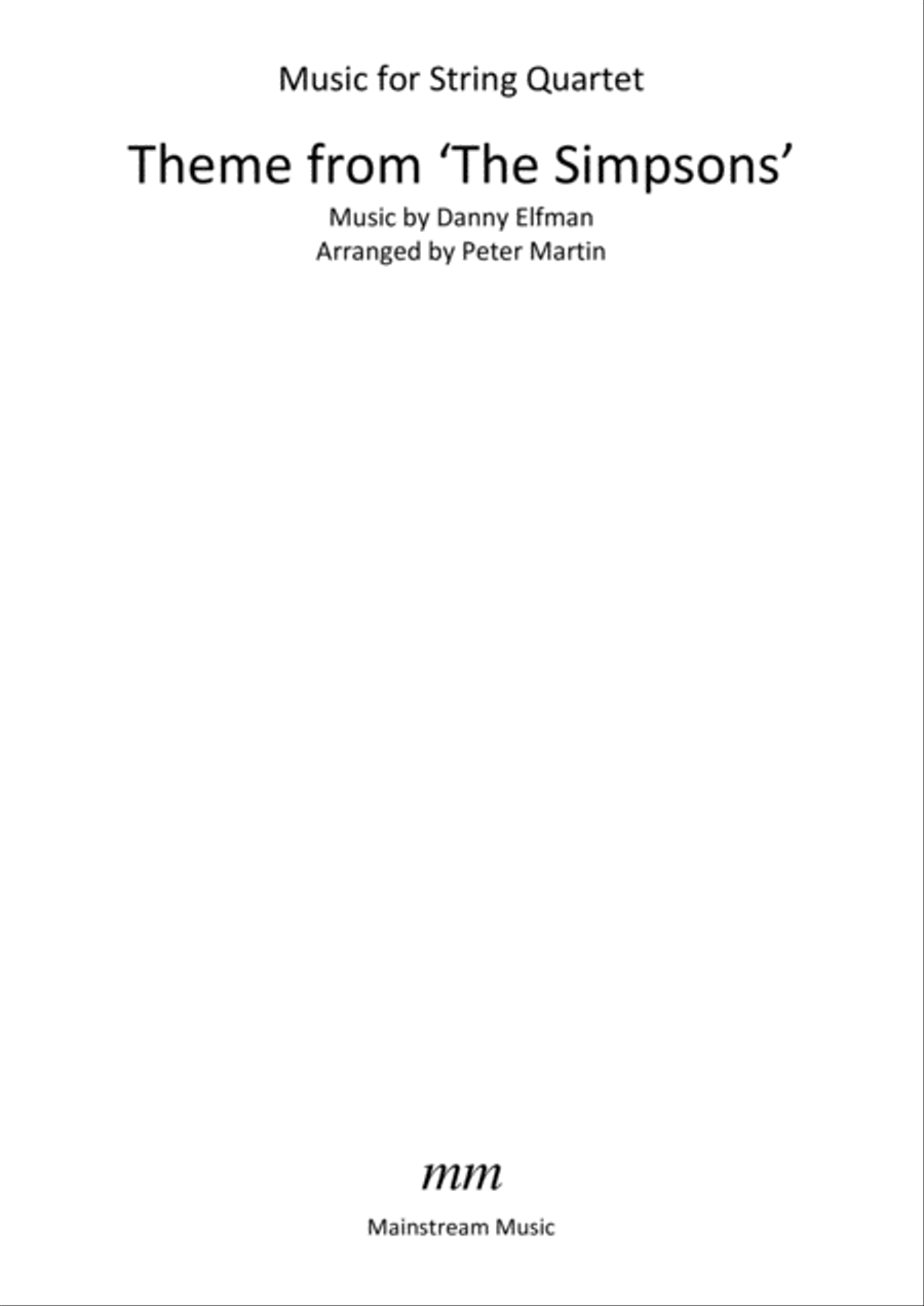 Theme From The Simpsons TM from the Twentieth Century Fox Television Series THE SIMPSONS String Quartet scores gallery preview page 2