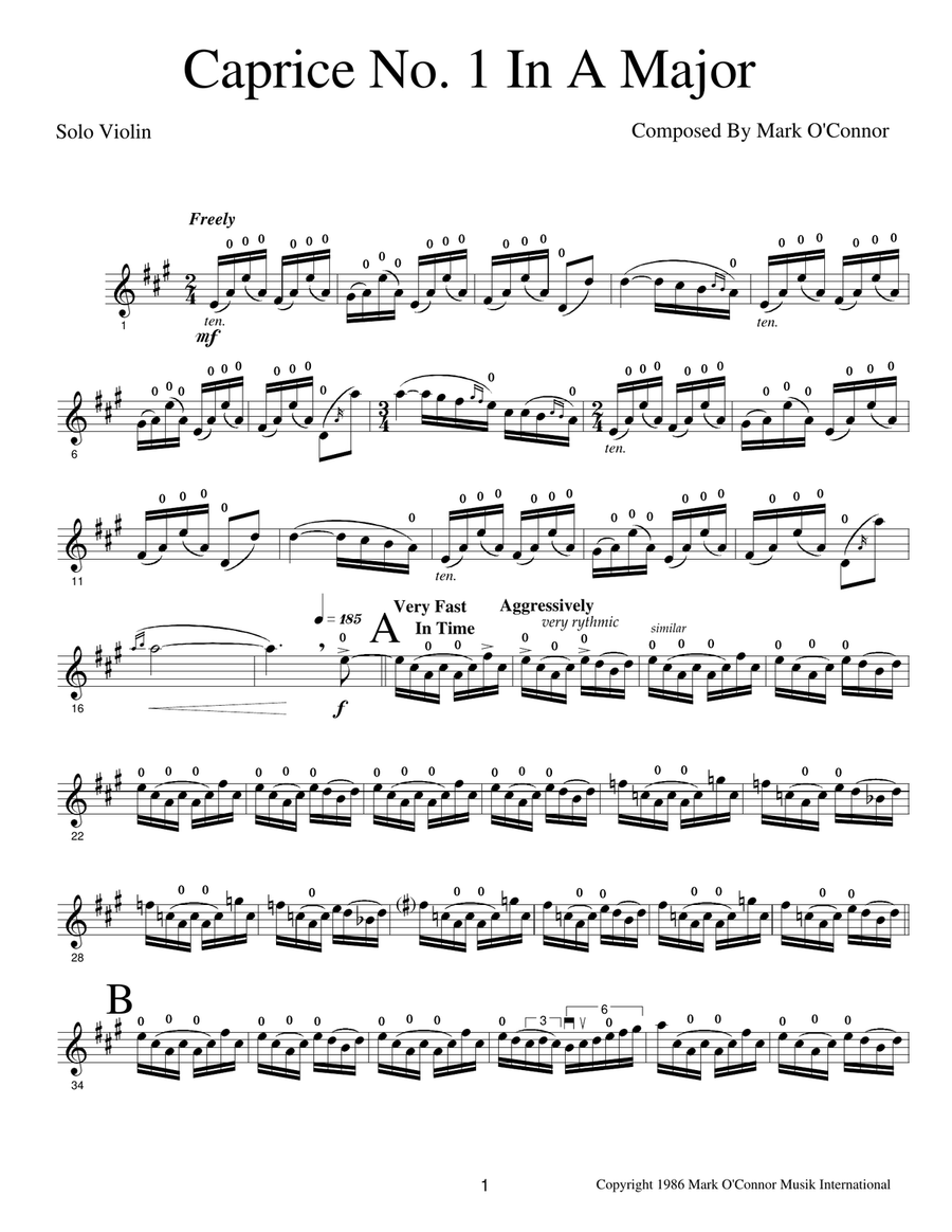 Caprices No.'s 1 - 6 (for unaccompanied violin) image number null