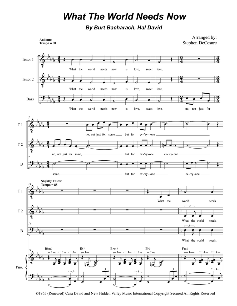 What The World Needs Now Is Love TTB scores gallery preview page 1