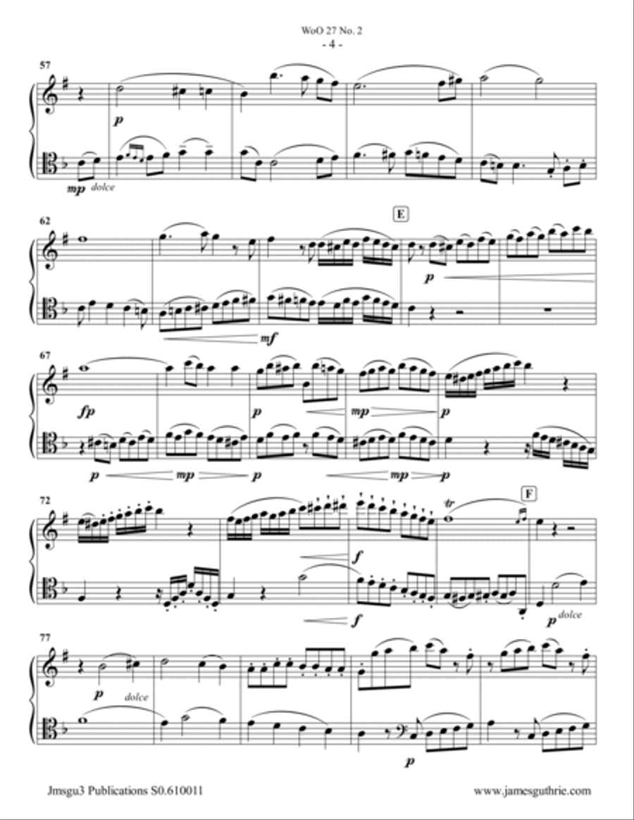 Beethoven: Duet WoO 27 No. 2 for Tenor Sax & Cello Tenor Saxophone scores gallery preview page 4