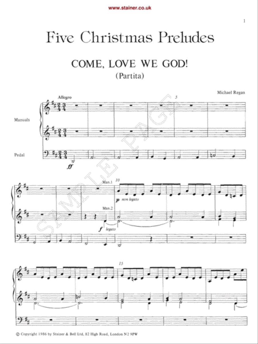 Five Christmas Preludes Organ scores gallery preview page 2