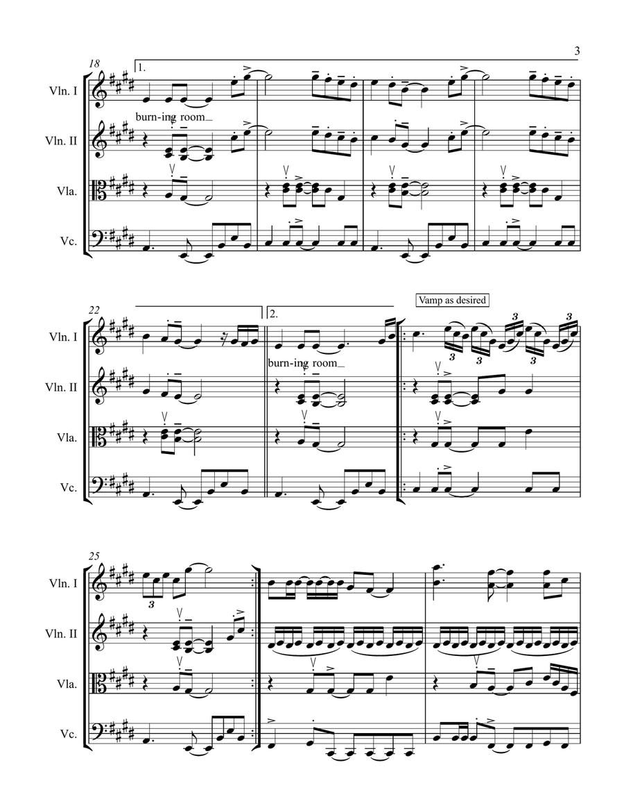 Slow Dancing In A Burning Room String Quartet scores gallery preview page 3