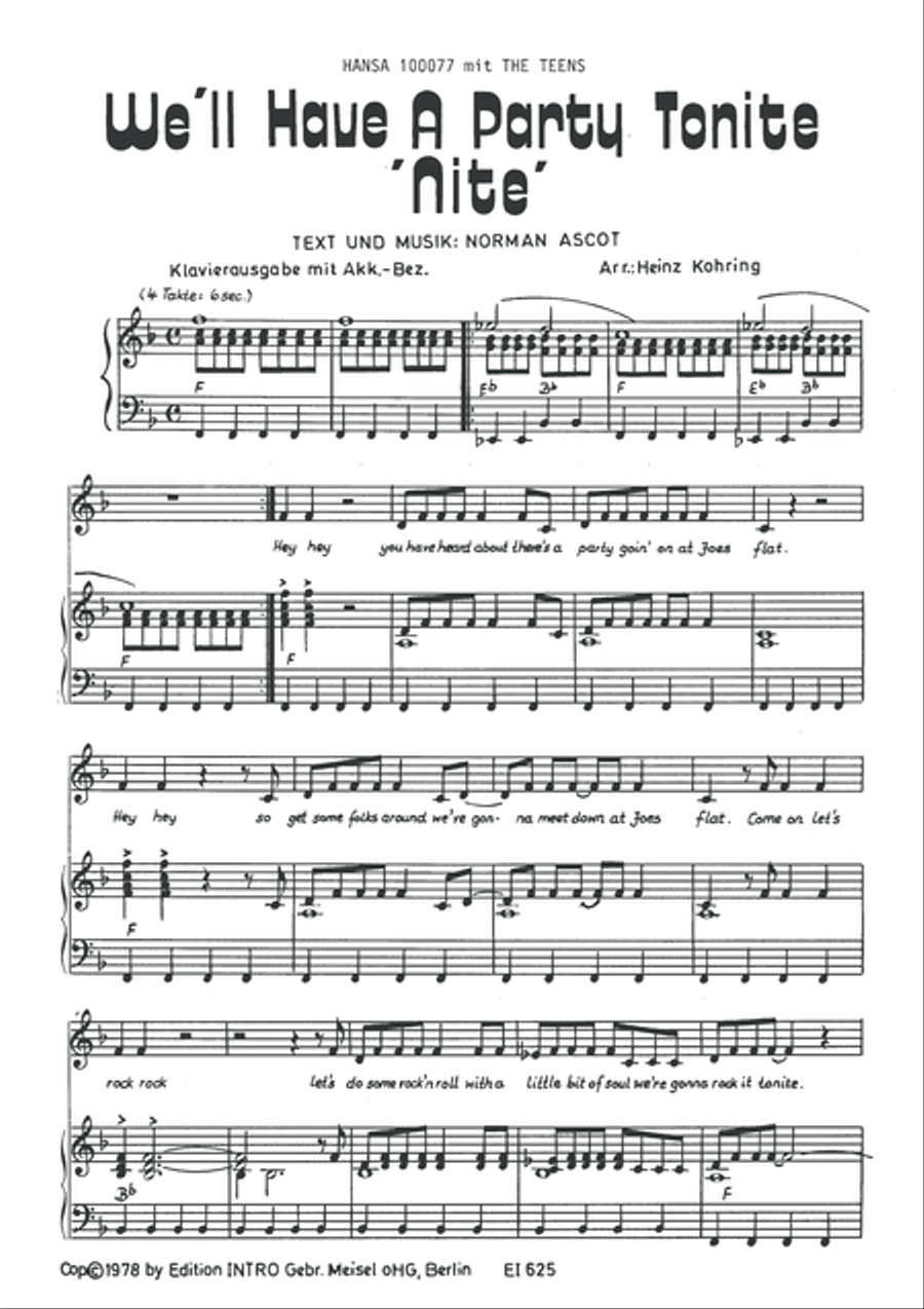 We'll Have A Party Tonite 'Nite' Piano, Vocal scores gallery preview page 3