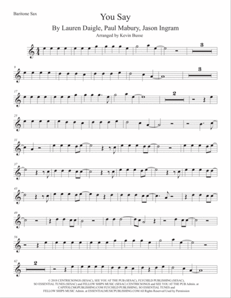 You Say Baritone Saxophone scores gallery preview page 1