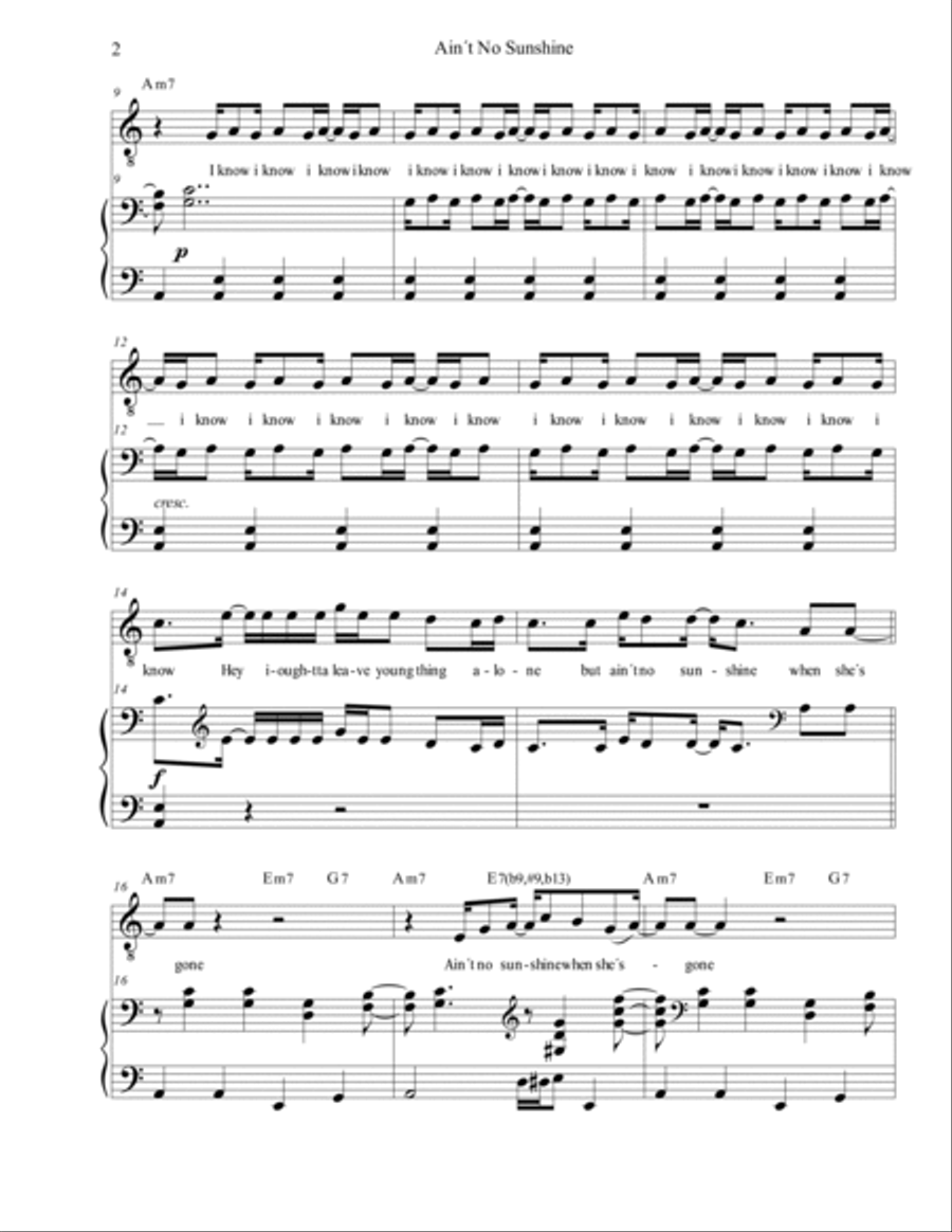 Ain't No Sunshine Voice scores gallery preview page 2