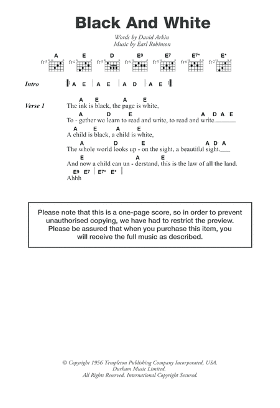 Black And White Black And White Guitar scores gallery preview page 1