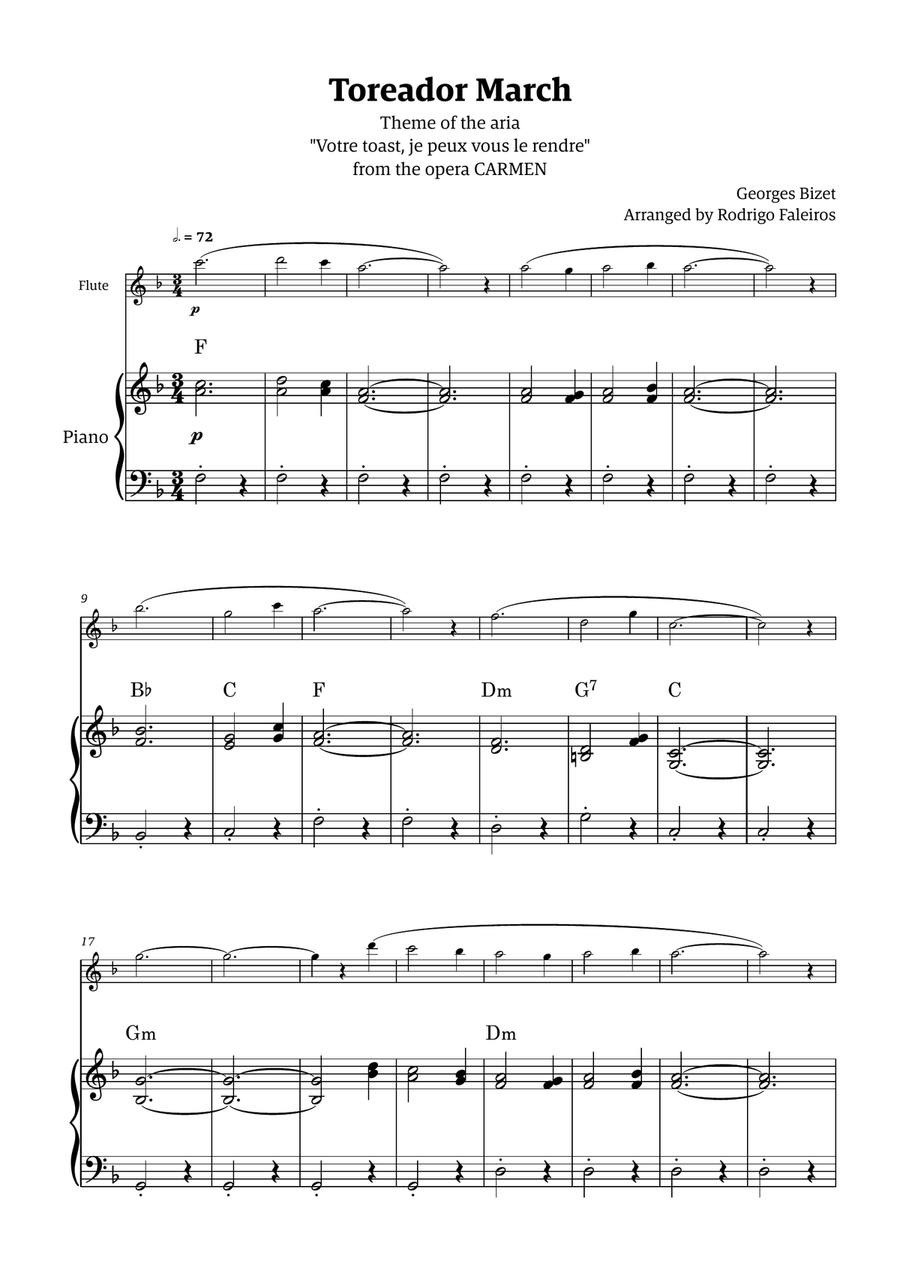 Toreador March (from the opera Carmen) - easy version Chamber Music scores gallery preview page 1