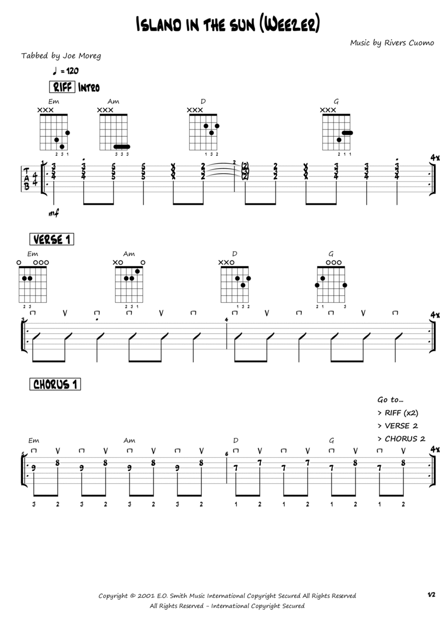 Island In The Sun Electric Guitar scores gallery preview page 1
