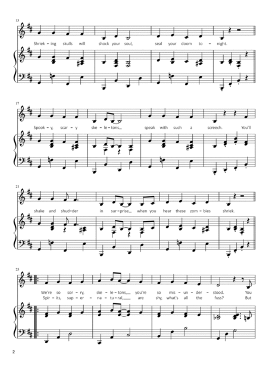 Spooky Scary Skeletons Voice scores gallery preview page 2