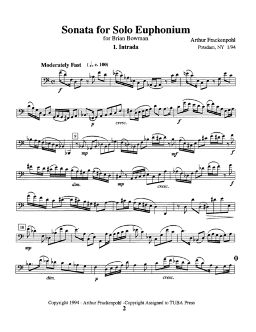 Sonata for Solo Euphonium Euphonium scores gallery preview page 3