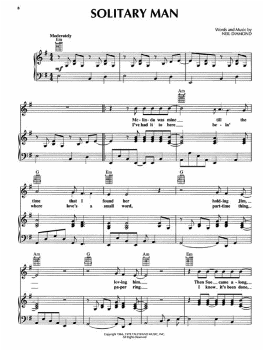 Neil Diamond – The Greatest Hits 1966-1992 Piano, Vocal, Guitar scores gallery preview page 6