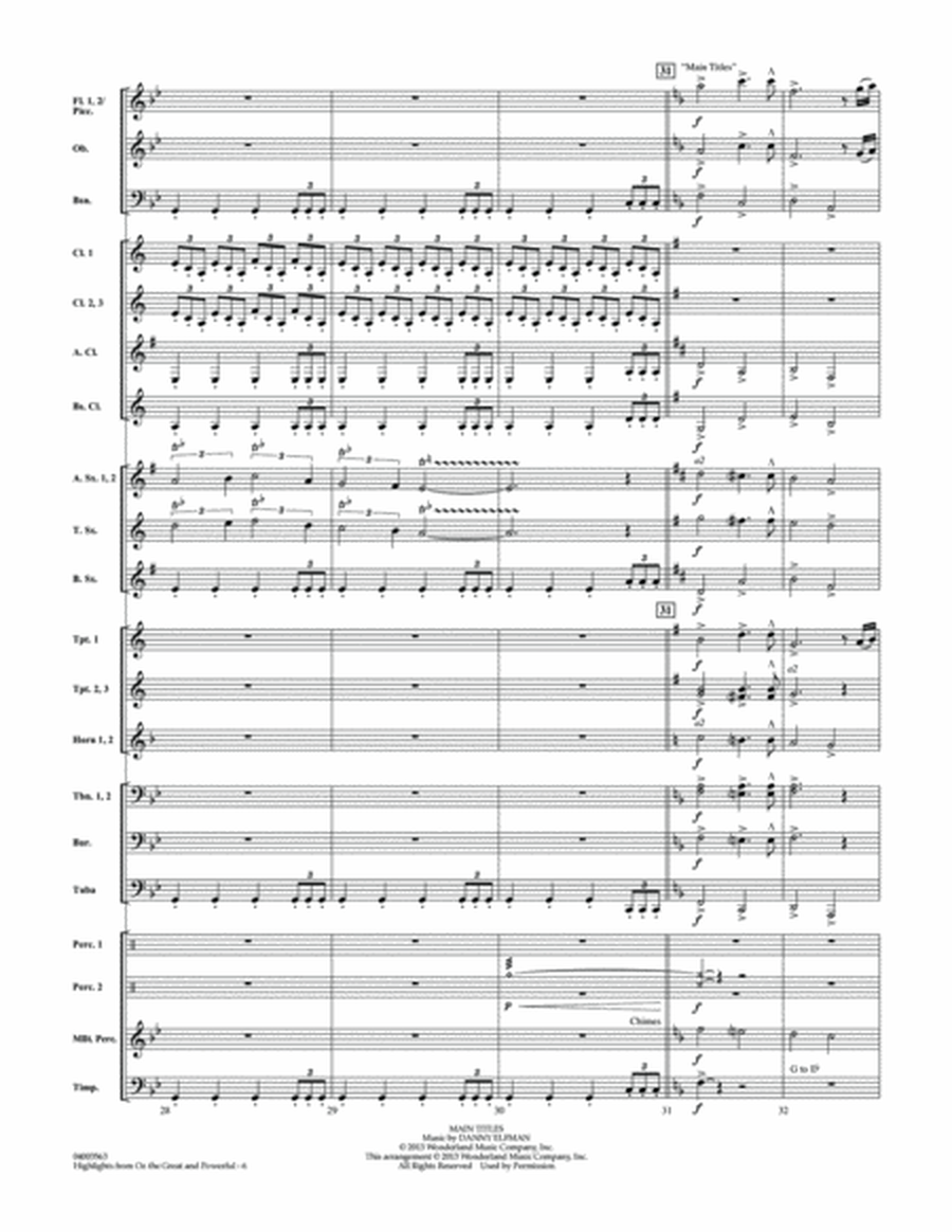 Highlights from "Oz the Great and Powerful" - Conductor Score (Full Score)