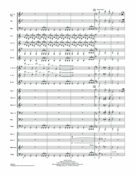 Highlights from "Oz the Great and Powerful" - Conductor Score (Full Score)