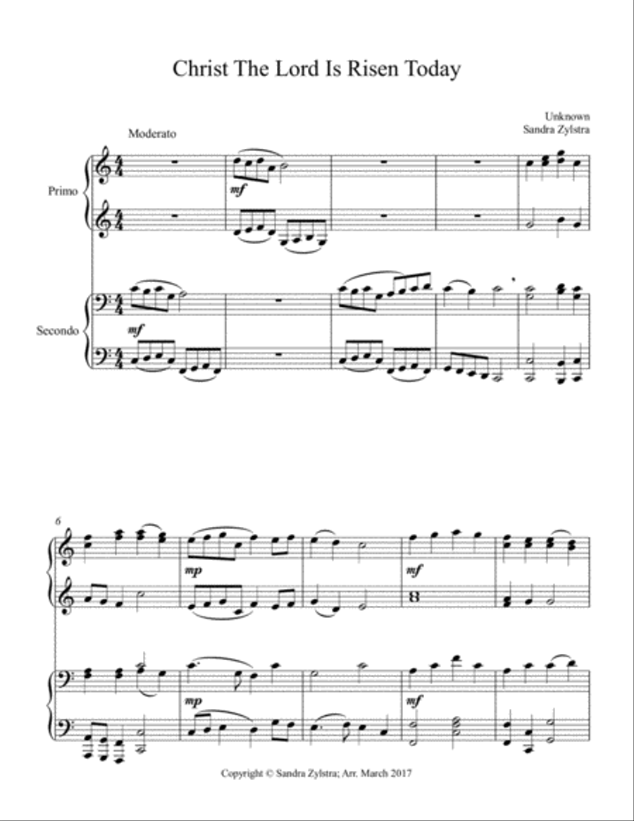 Christ The Lord Is Risen Today (1 piano, 4 hand duet) 1 Piano, 4-Hands scores gallery preview page 2