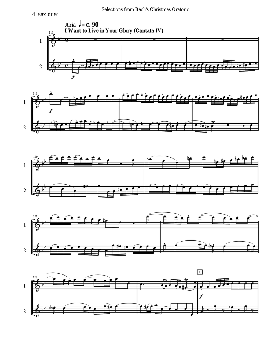 Bach's Christmas Oratorio Selections for Saxophone Duet Woodwind Duet scores gallery preview page 4