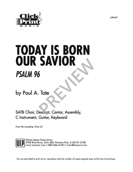 Today is Born Our Savior Ps 96