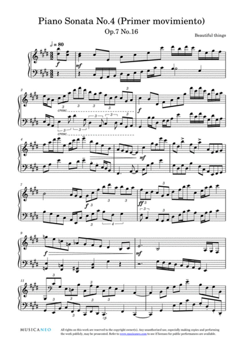 Sonata para Piano No.4 (Primer Movimiento)-Beautiful things Op.7 No.16