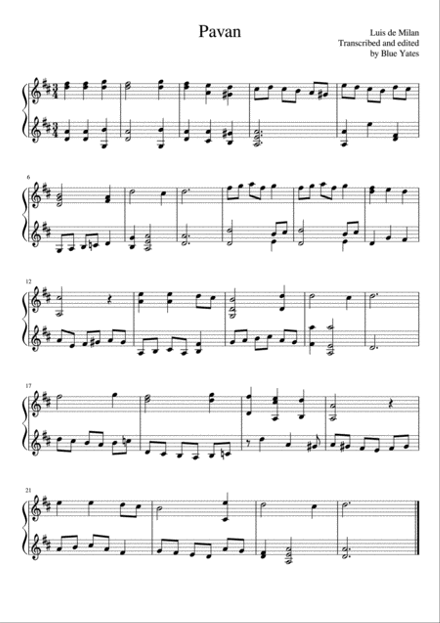 Pavan (Luis Milan) Acoustic Guitar scores gallery preview page 1