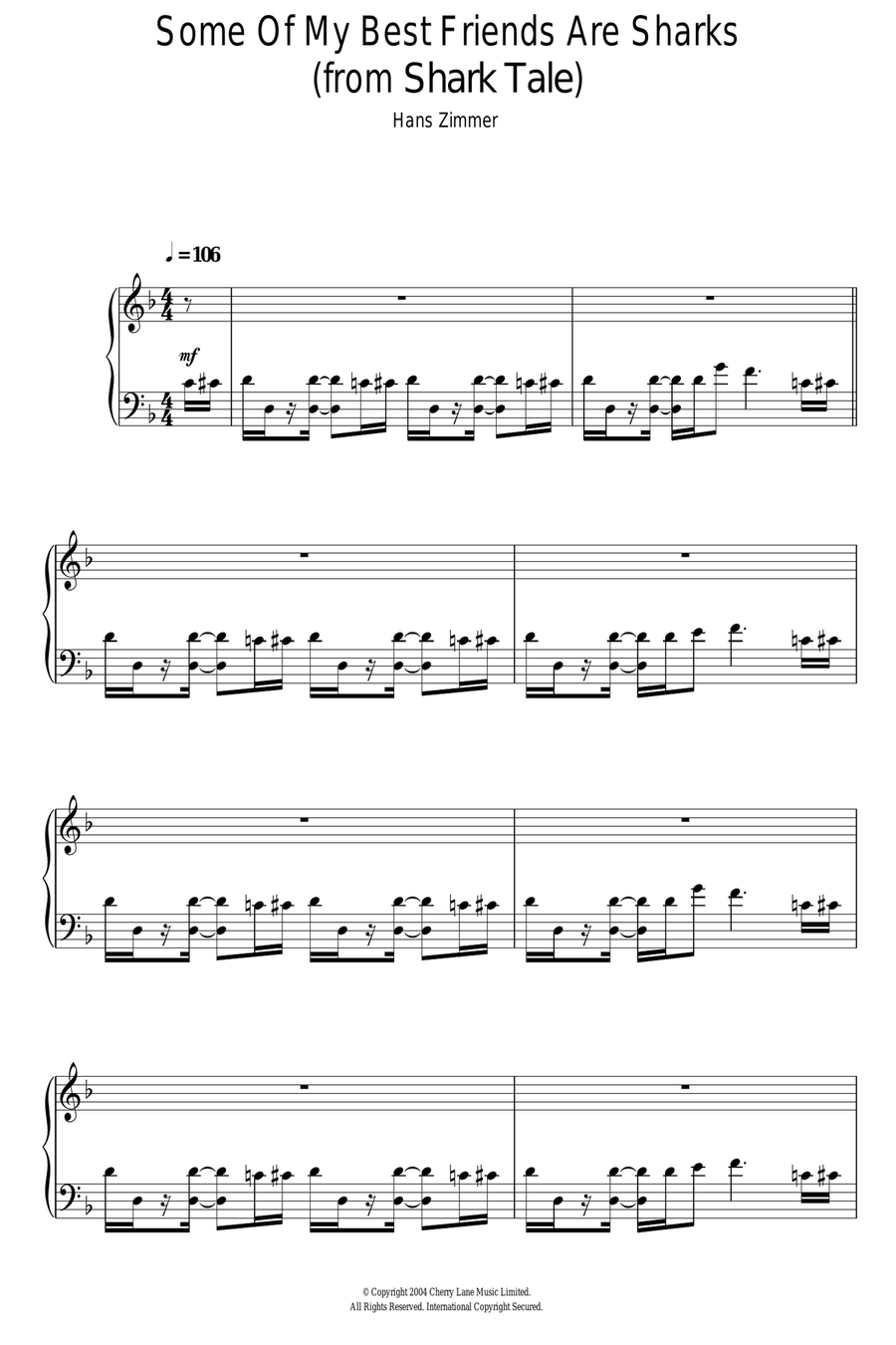 Some Of My Best Friends Are Sharks Piano Solo scores gallery preview page 1