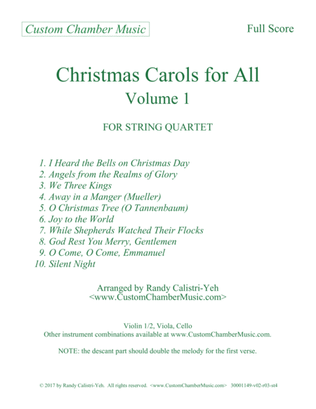 Christmas Carols for All, Volume 1 (for String Quartet)