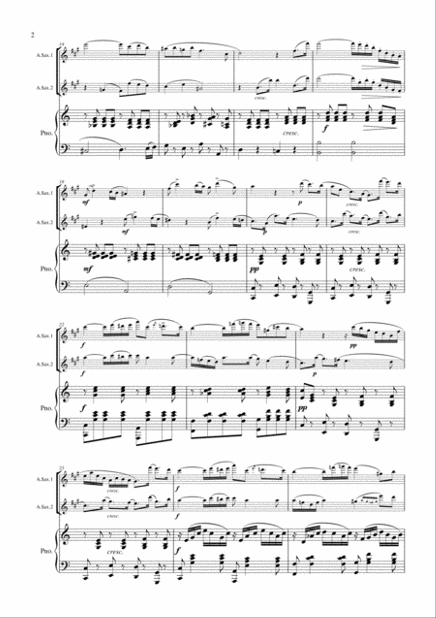 Andante et Rondo, Op.25 arranged for 2 alto saxophones and piano Woodwind Ensemble scores gallery preview page 3