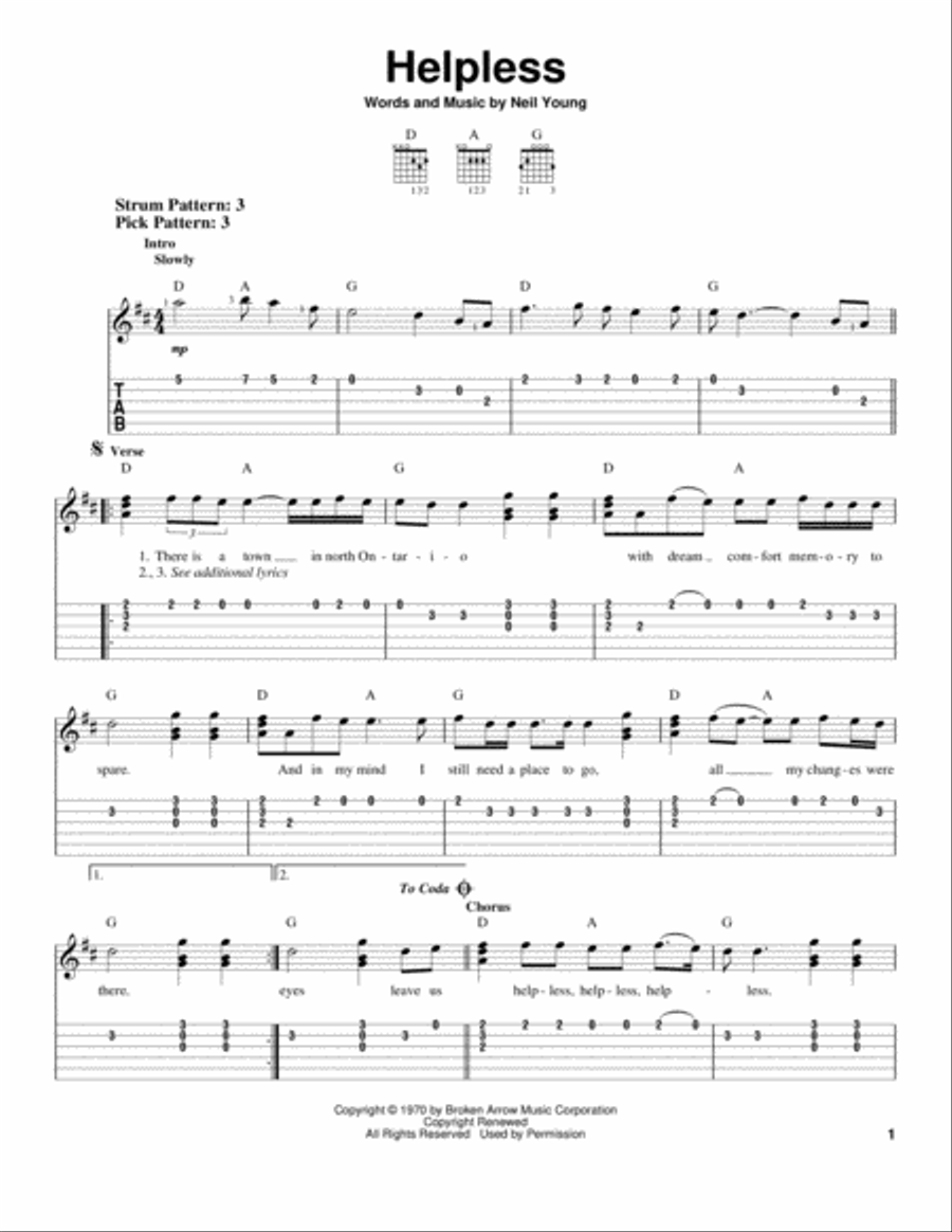 Helpless Acoustic Guitar scores gallery preview page 1