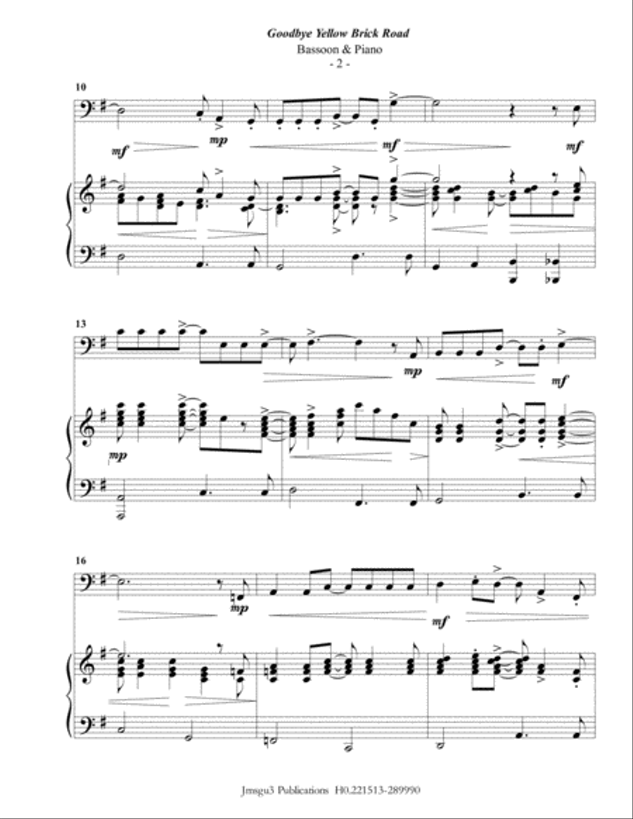Goodbye Yellow Brick Road Bassoon scores gallery preview page 2