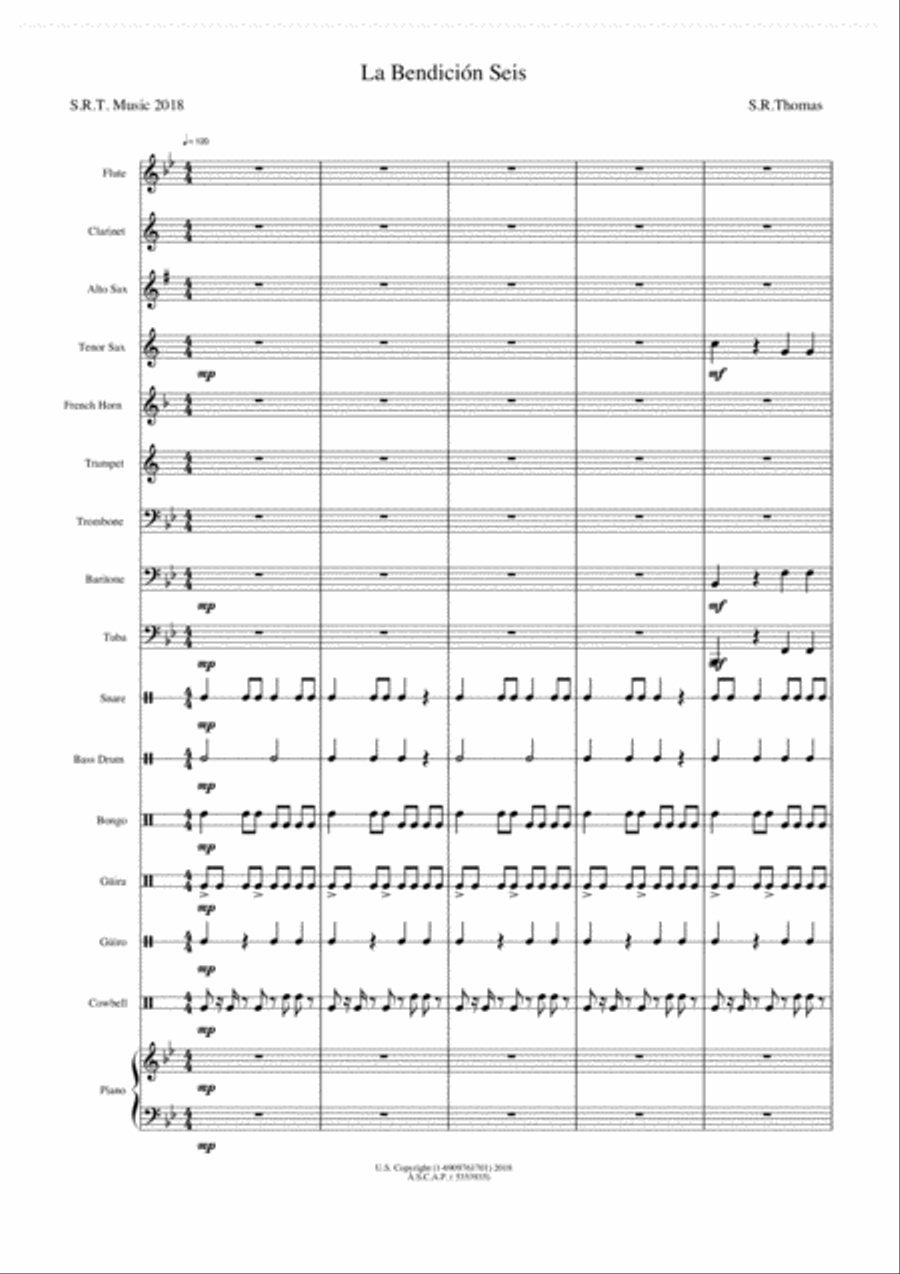 La Bendicion Seis Concert Band scores gallery preview page 1