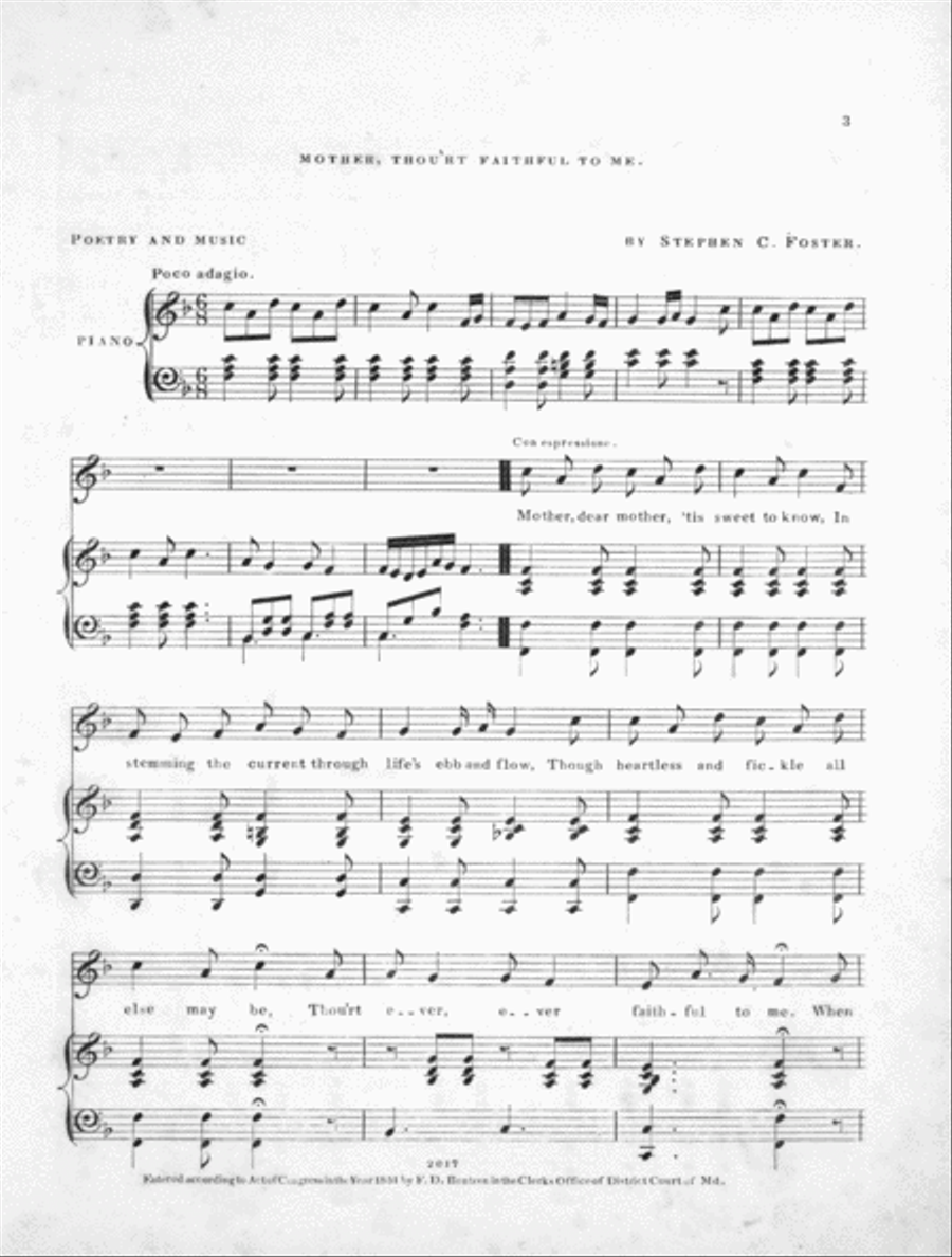Mother, Thou'rt Faithful To Me. A Beautiful and Expressive Ballad Voice scores gallery preview page 2