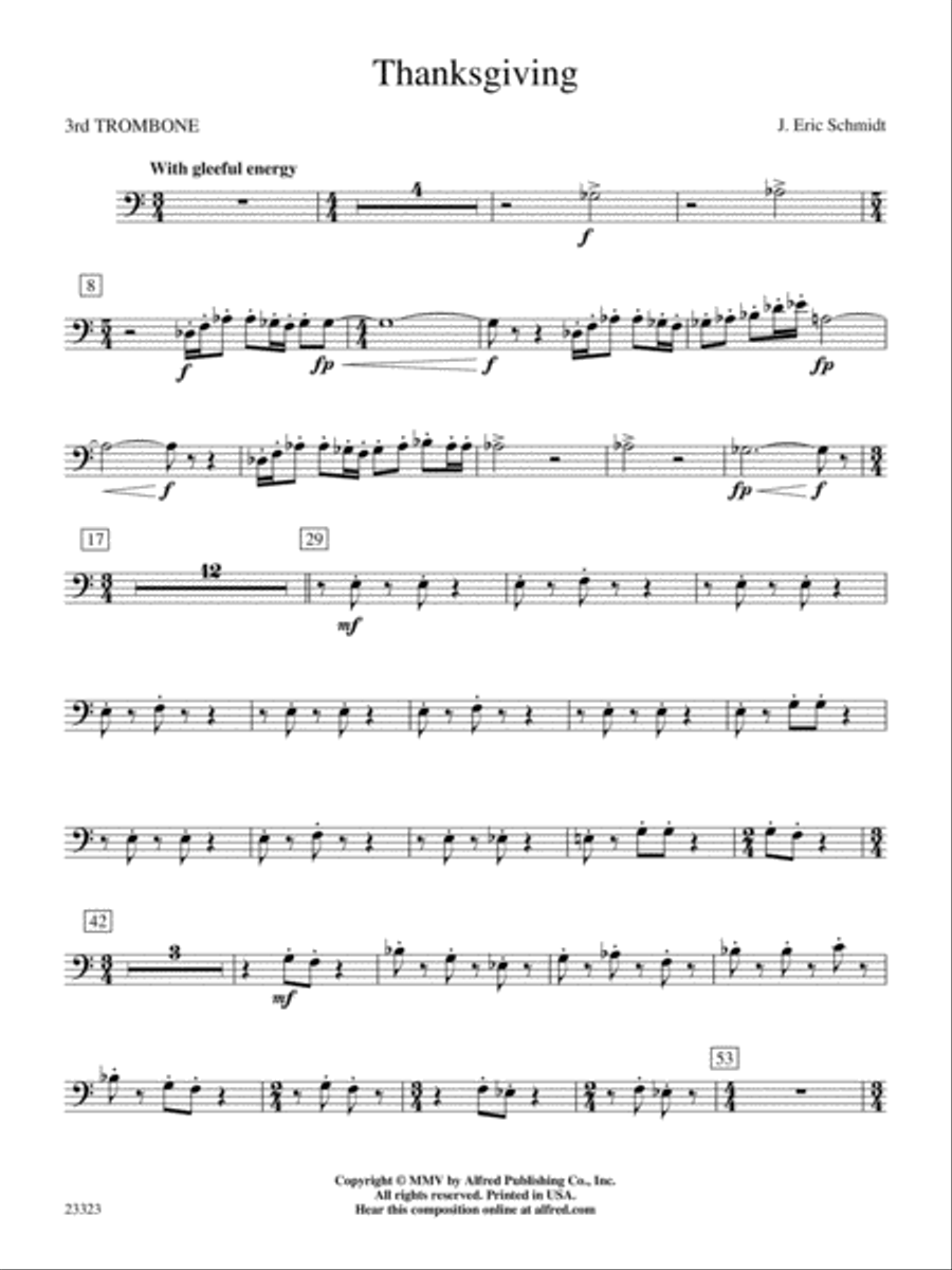 Thanksgiving: 3rd Trombone Concert Band scores gallery preview page 1