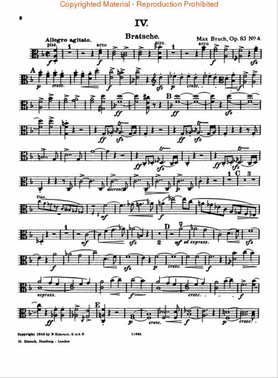 Eight Pieces, Op. 83 Clarinet scores gallery preview page 3