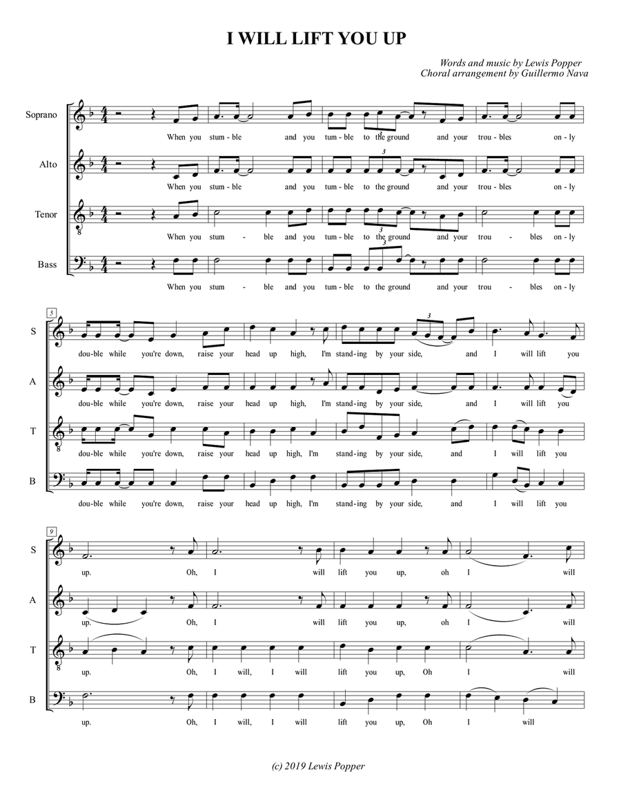 I Will Lift You Up 4-Part scores gallery preview page 1