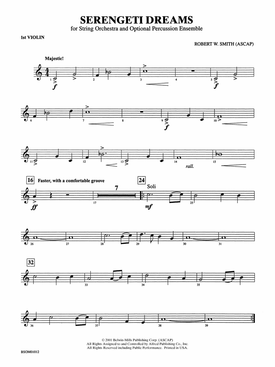 Serengeti Dreams (with Opt. Percussion Ensemble): 1st Violin