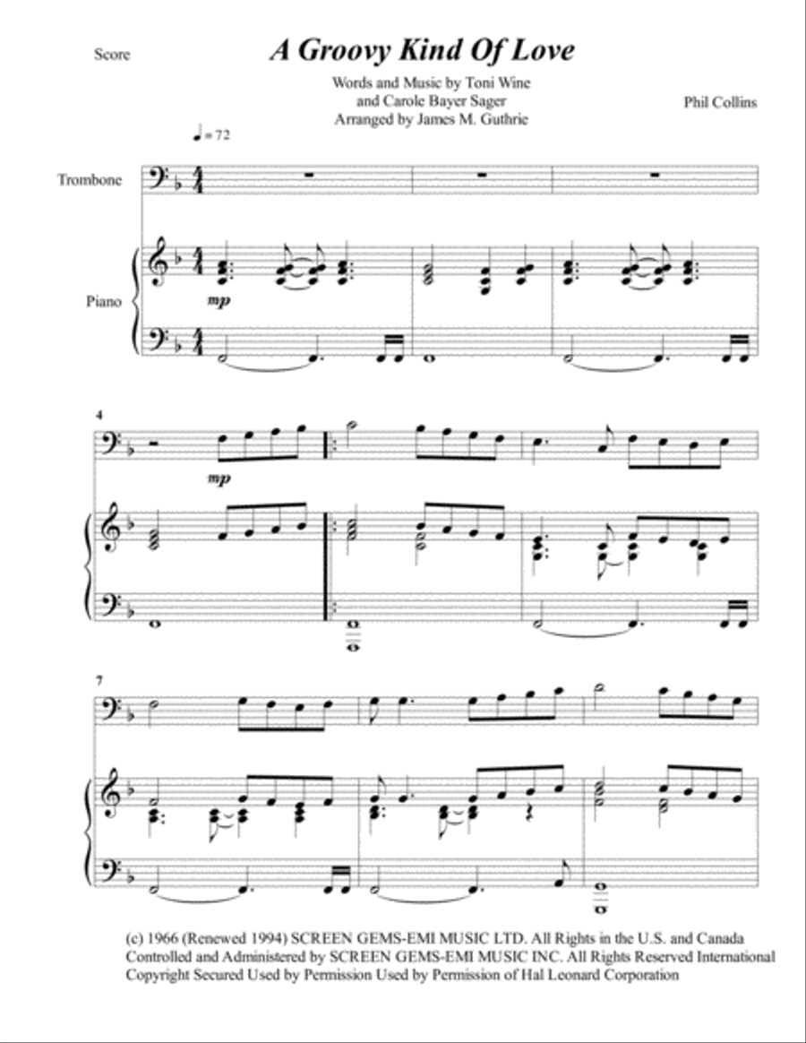 A Groovy Kind Of Love Piano scores gallery preview page 1