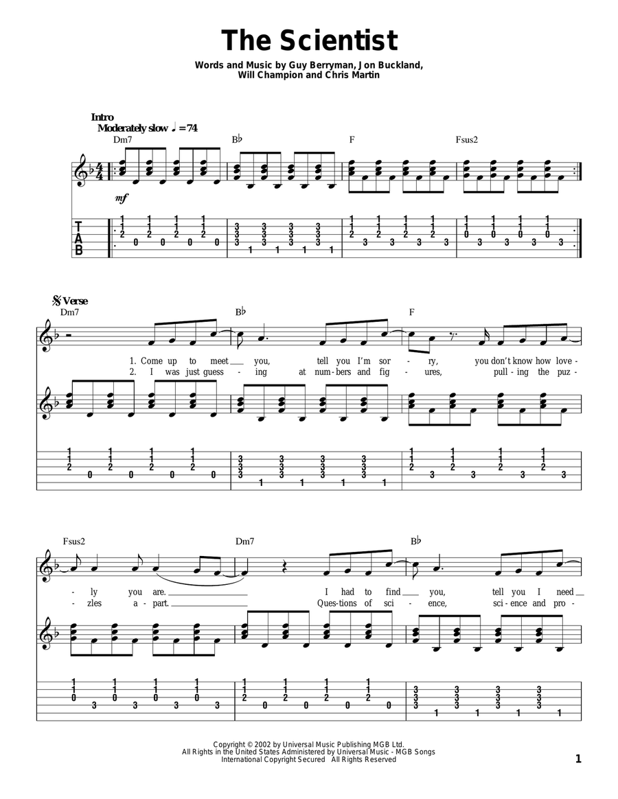 The Scientist The Scientist Acoustic Guitar scores gallery preview page 1