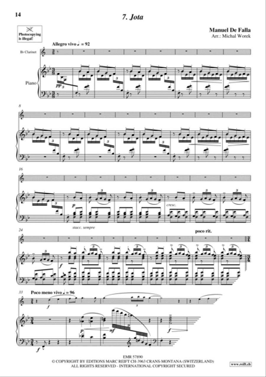 7 Popular Spanish Songs Clarinet Solo scores gallery preview page 10