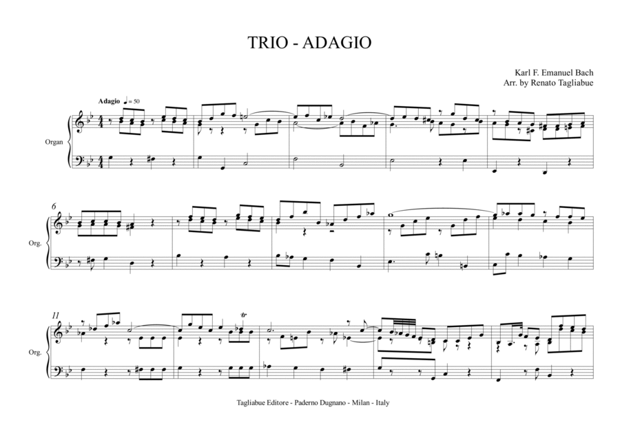 TRIO - ADAGIO - Karl F. E. Bach - Arr. for Piano/Organ Organ scores gallery preview page 1
