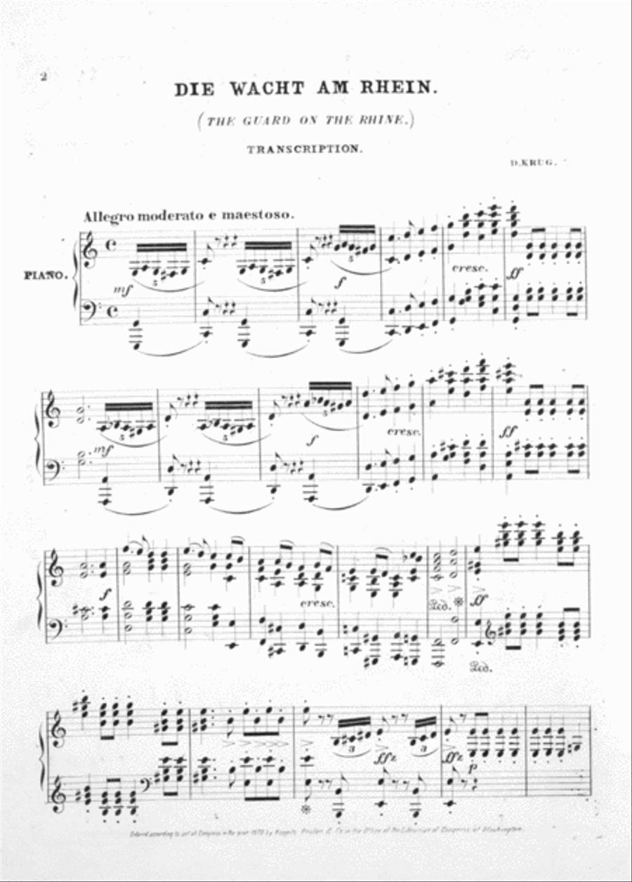 Die Wacht am Rhein (The Guard on the Rhine) Piano Solo scores gallery preview page 2