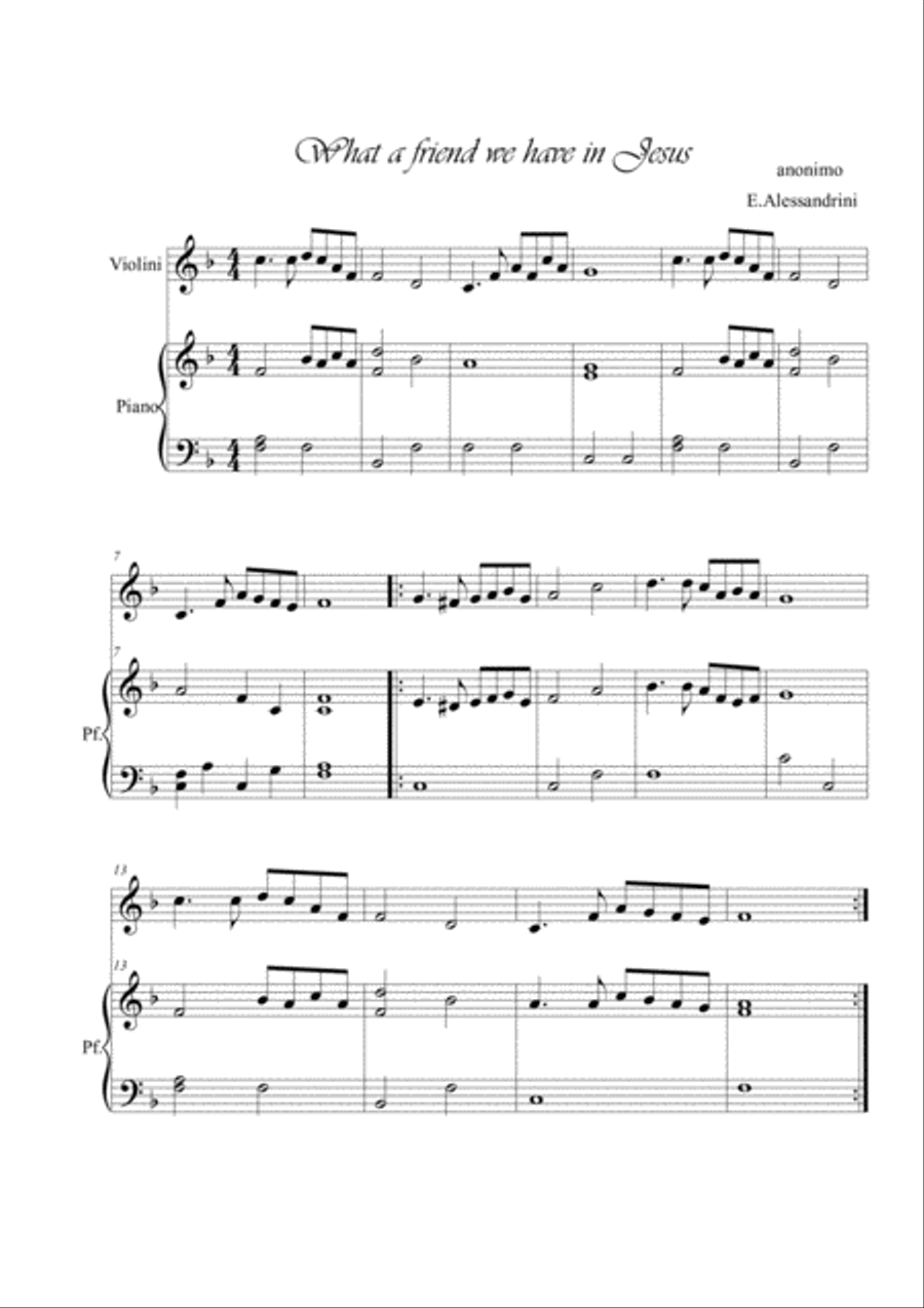 What a friend we have in Jesus. Violin and piano Violin Solo scores gallery preview page 1