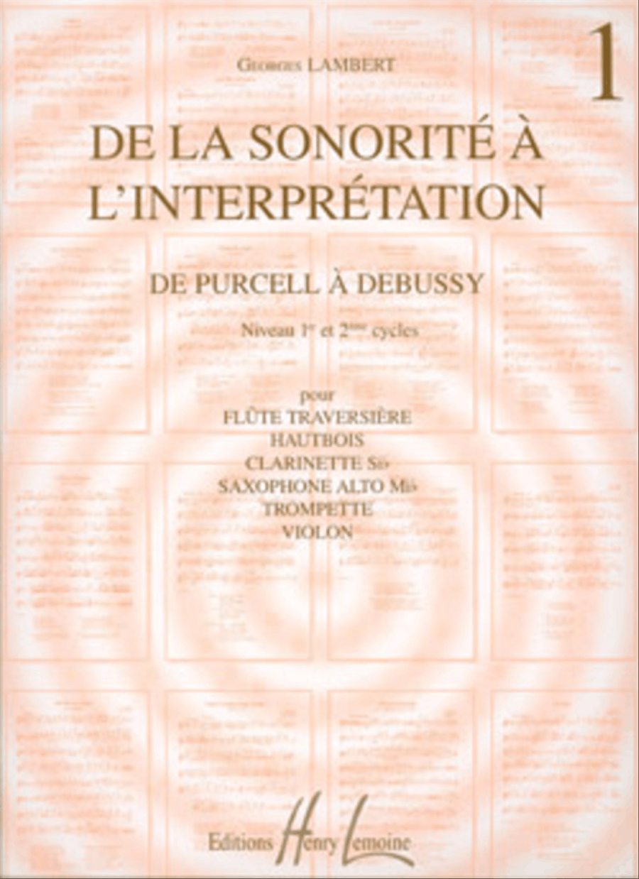 De la sonorite a l'interpretation - Volume 1 de Purcell a Debussy Flute scores gallery preview page 1