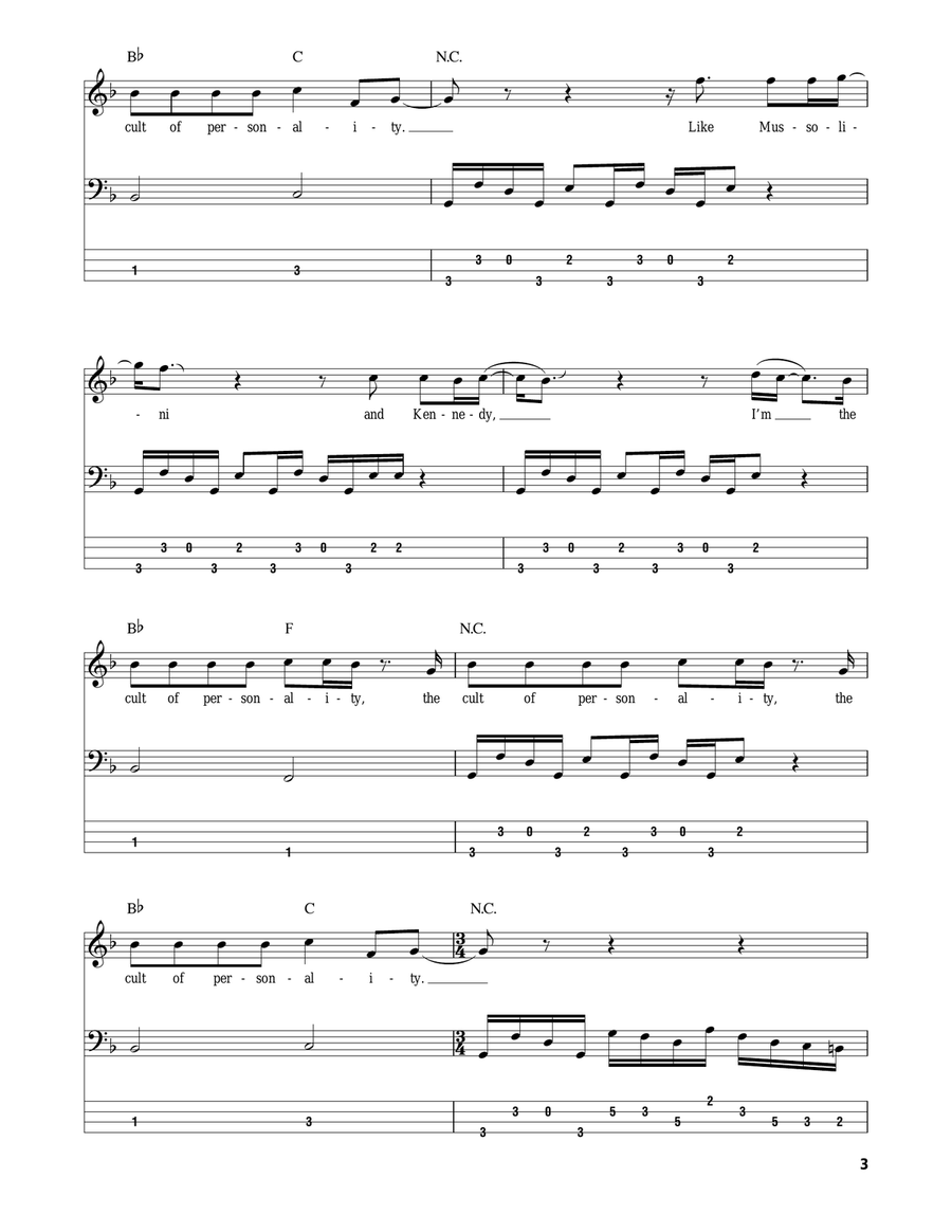Cult Of Personality Bass Guitar Tablature scores gallery preview page 3