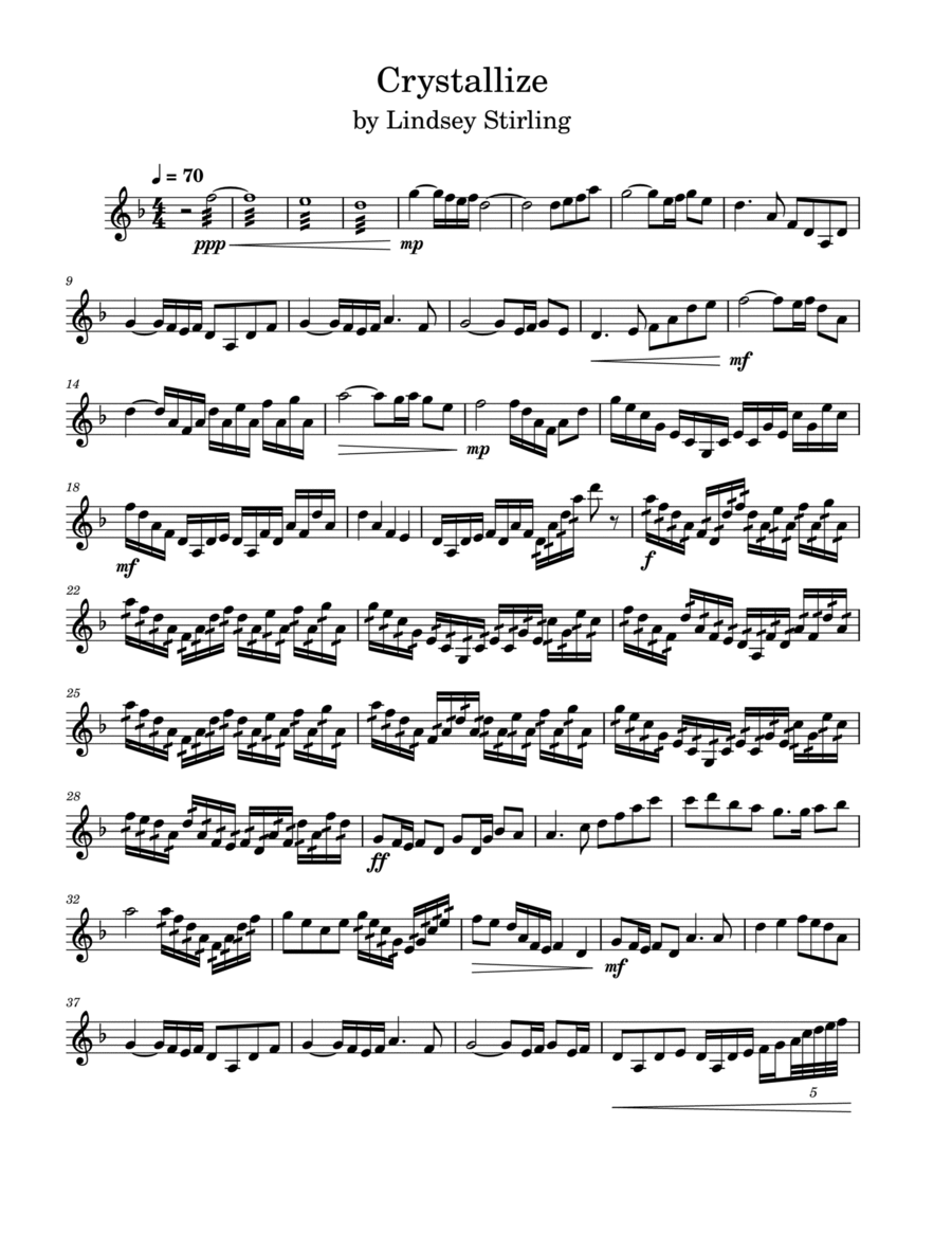Crystallize Violin Solo scores gallery preview page 1