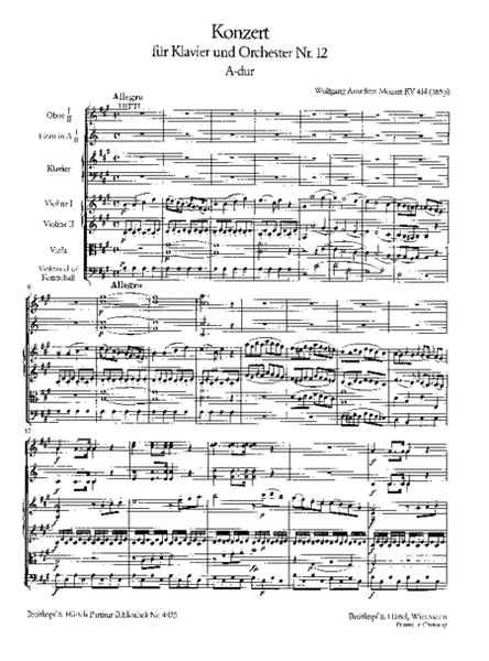 Piano Concerto [No. 12] in A major K. 414 (385p)