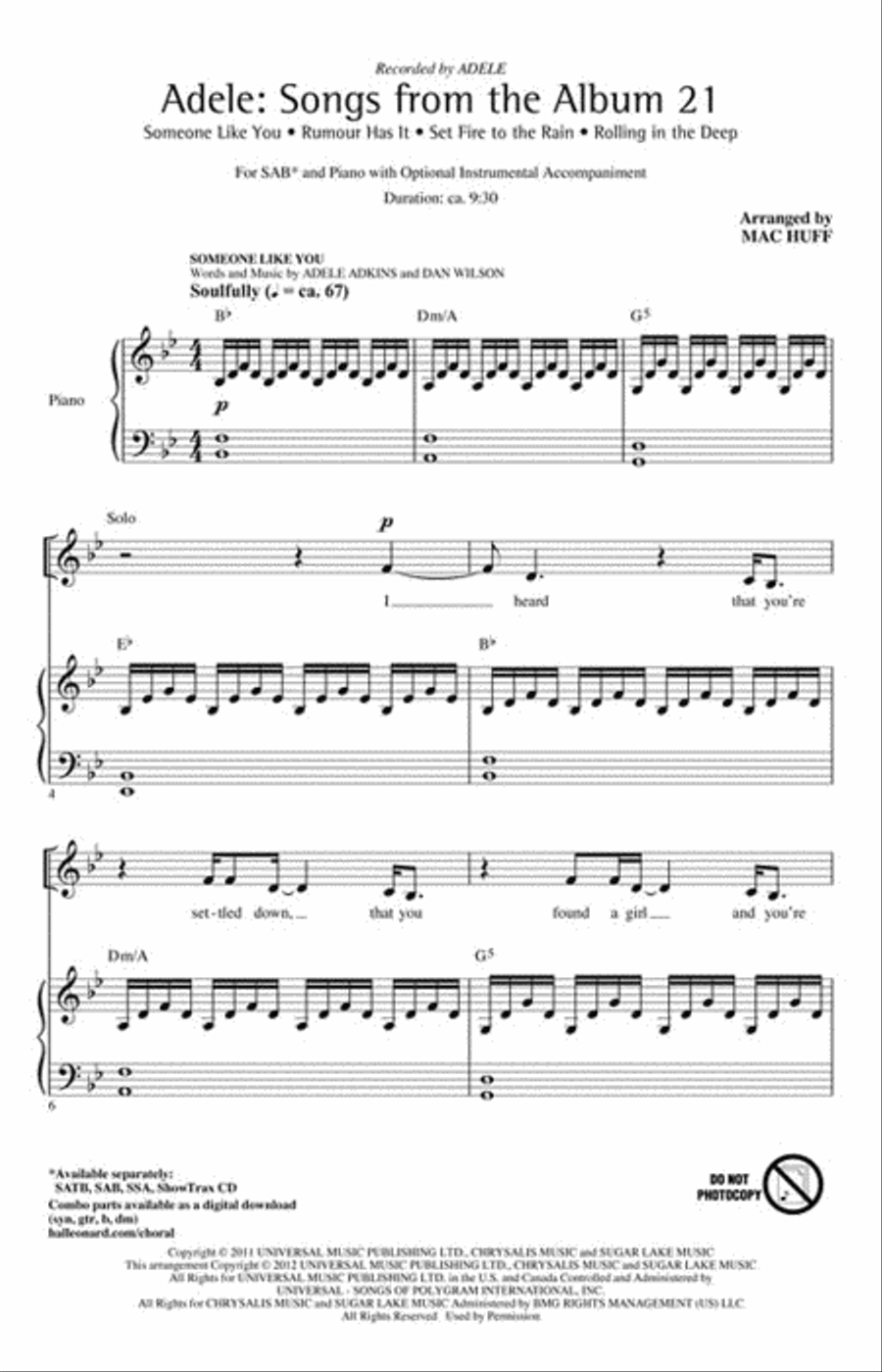 Adele: Songs from the Album 21 3-Part scores gallery preview page 2