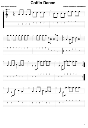 Coffin Dance Guitar Tabs and Sheet music