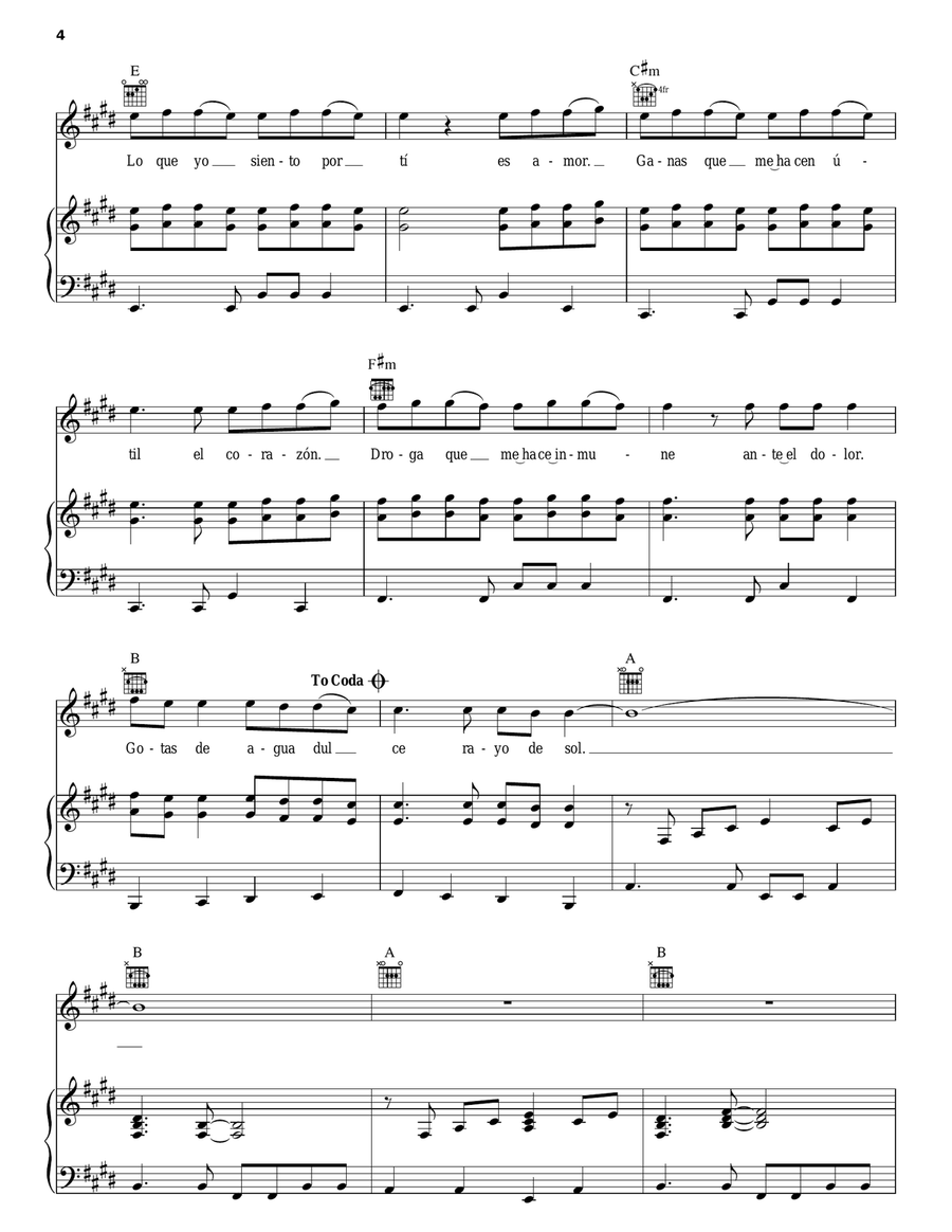 Gotas De Agua Dulce Piano, Vocal, Guitar scores gallery preview page 4